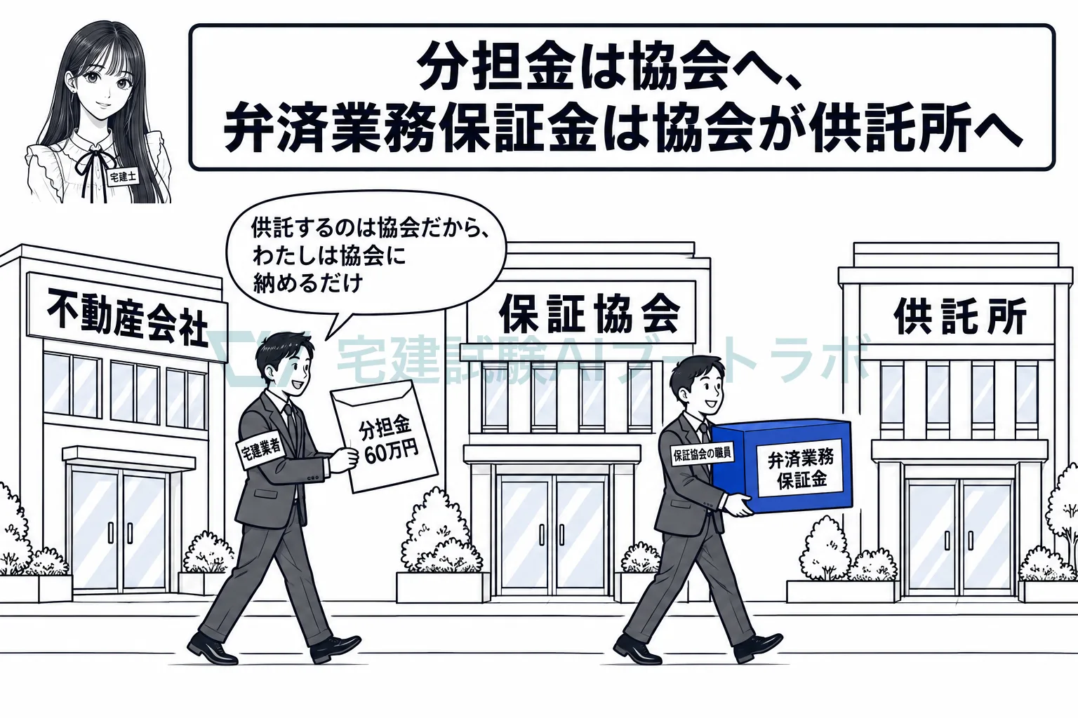 業者は協会に分担金を納め、協会が供託所に供託する。