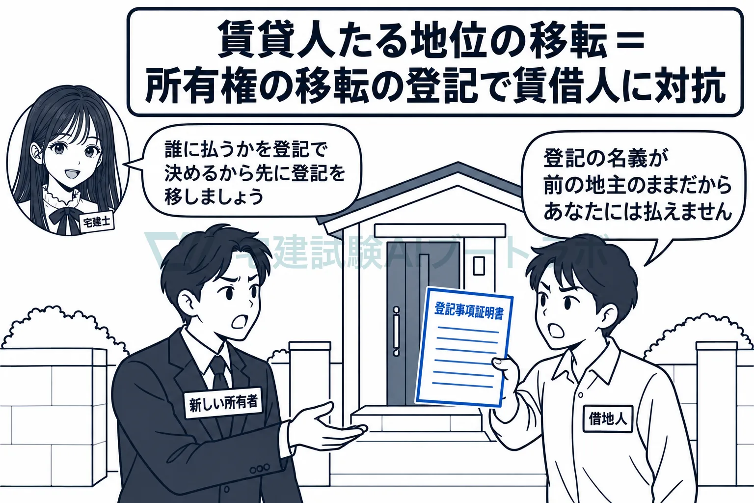 登記のない買主は、借地人に所有者であることを主張できない。