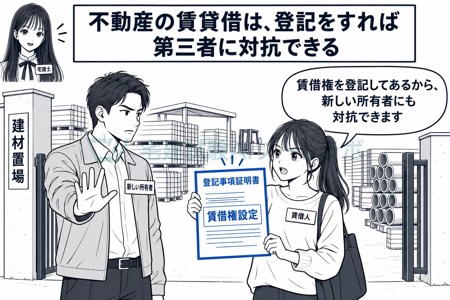 賃借権を登記しておけば、新しい所有者にも主張できる。
