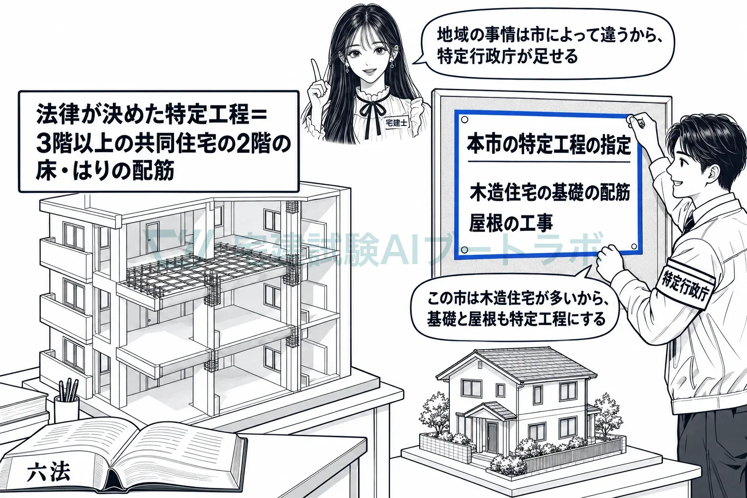 法律が決めた工程に、市が地域の事情で工程を足す。