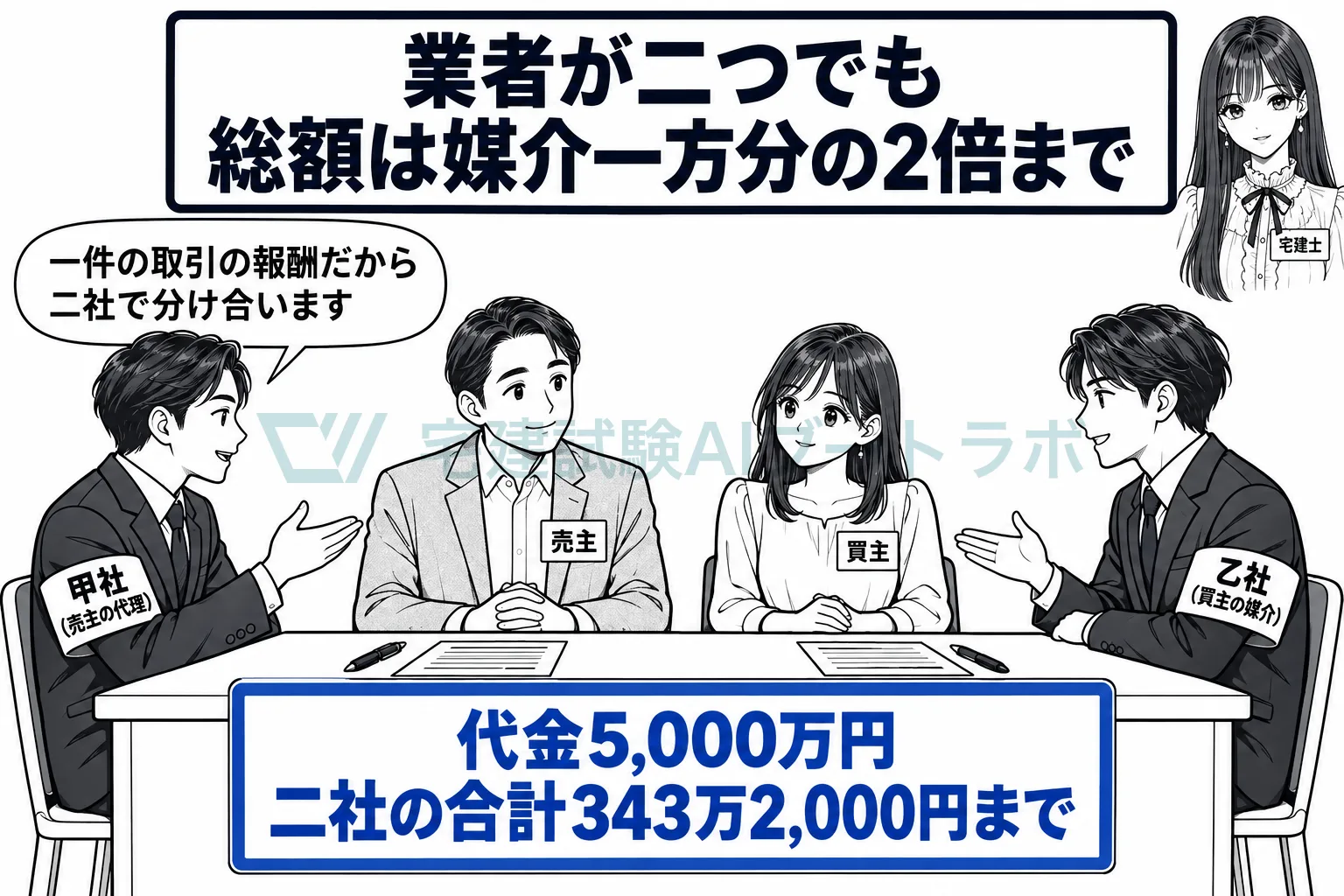 業者が二つ関わっても、総額は媒介一方分の2倍まで。