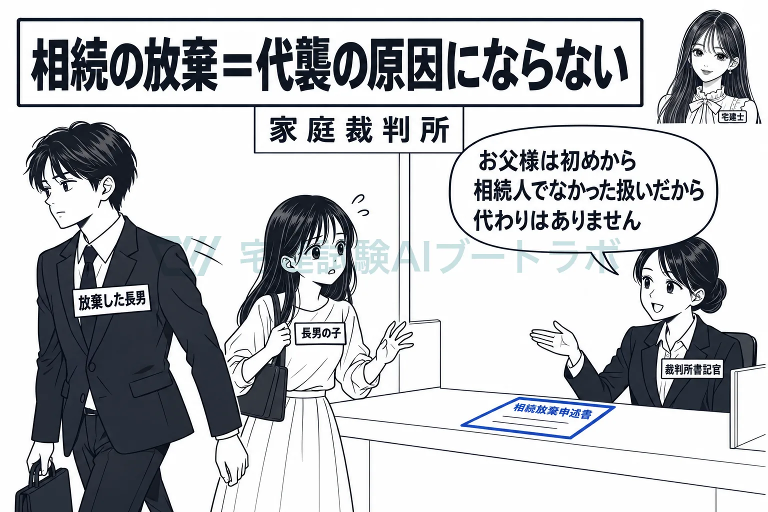 放棄した人は初めから相続人でなかった扱いなので、その子は代襲しない。