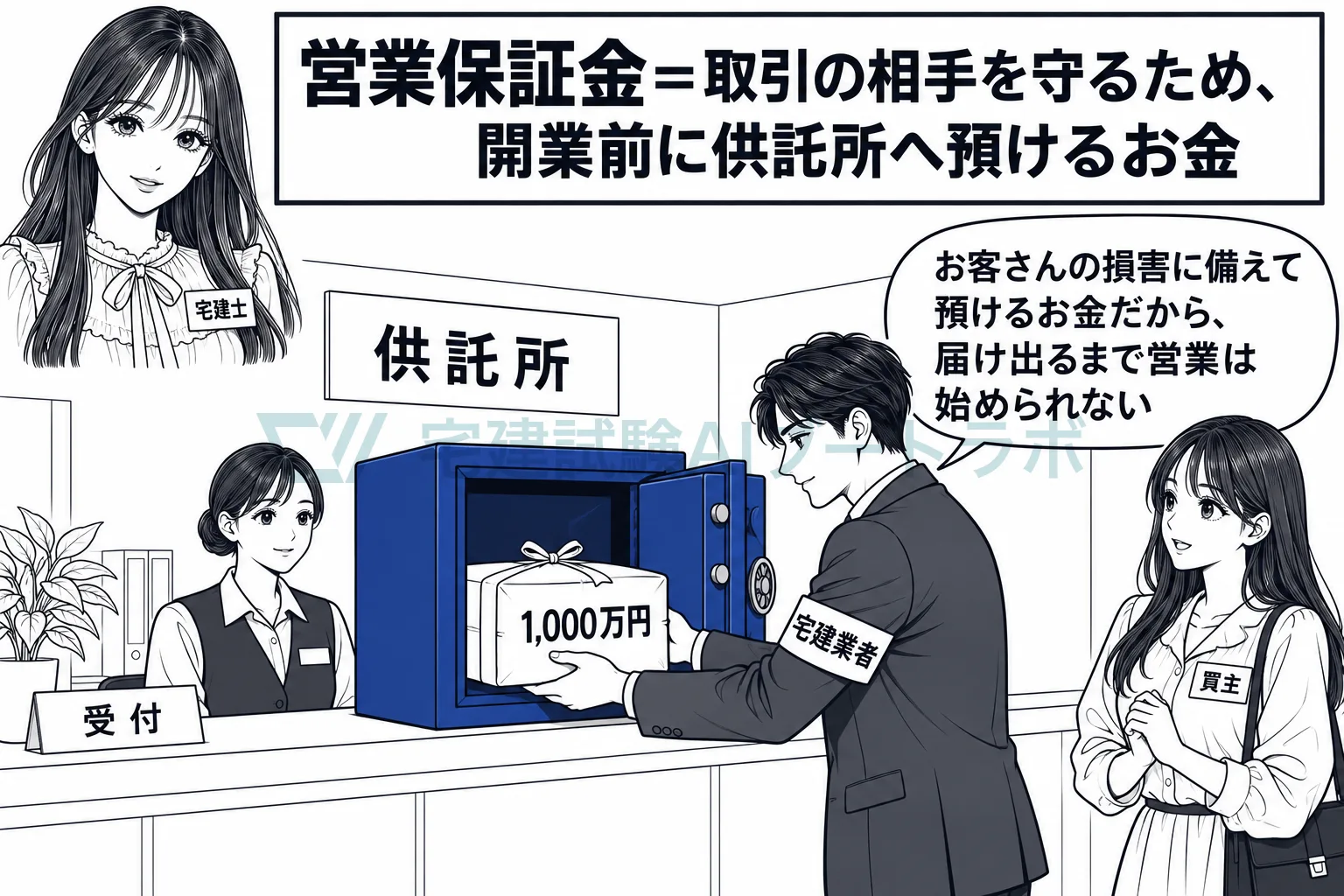 開業の前に供託所へ預け、客は損害を受けたらそこから弁済を受ける。