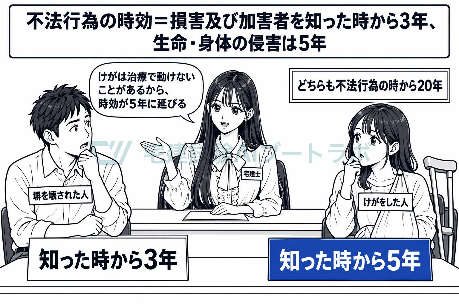 物の損害は知った時から3年、けがの損害は知った時から5年。
