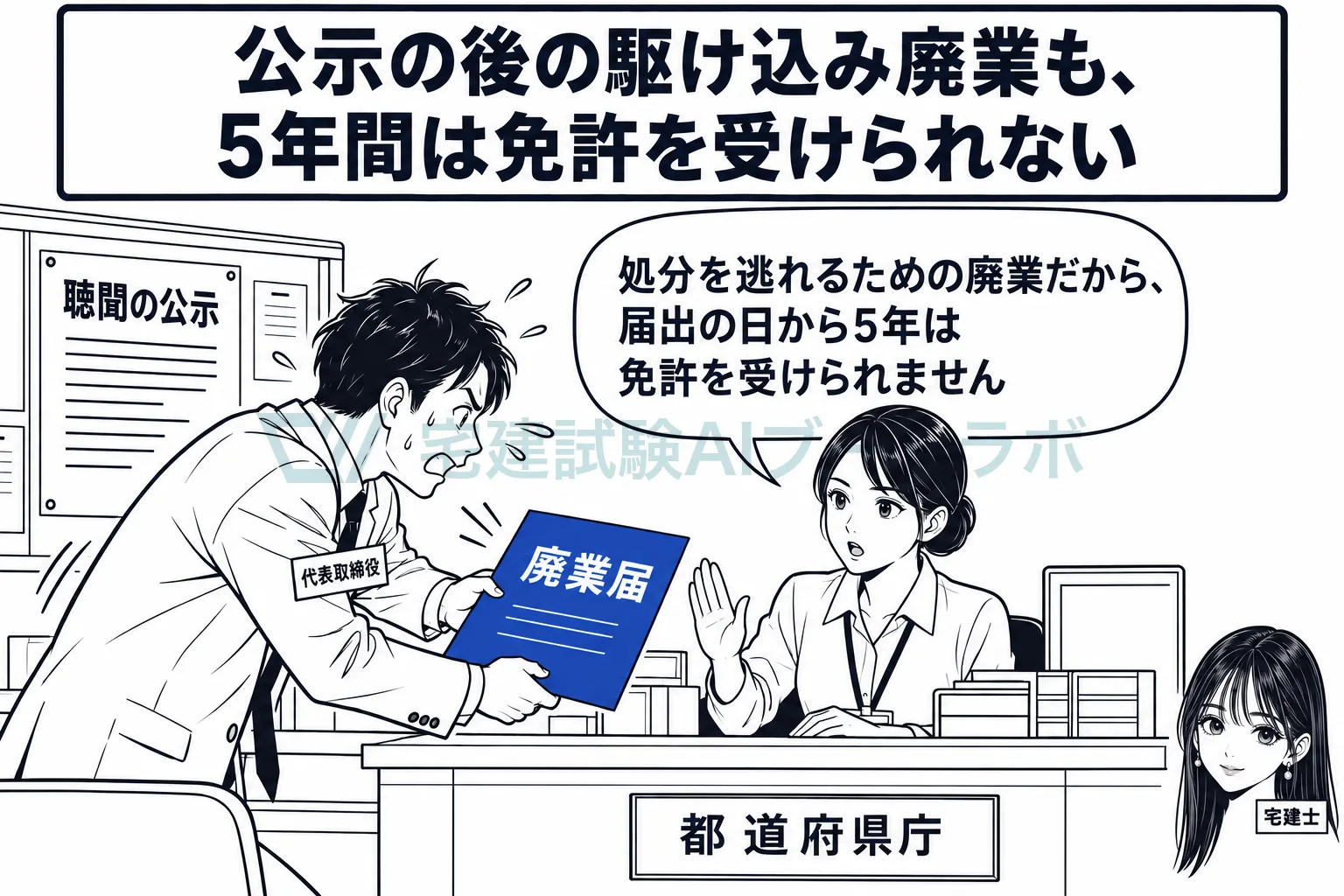 公示の後の駆け込み廃業も、届出の日から5年間欠格。
