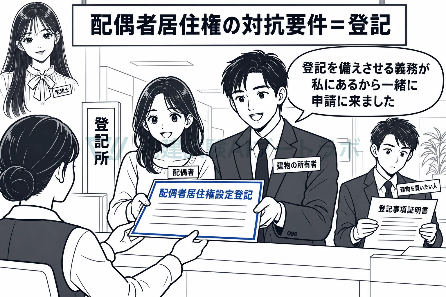 住んでいるだけでは対抗できない。登記をして初めて買主に対抗できる。