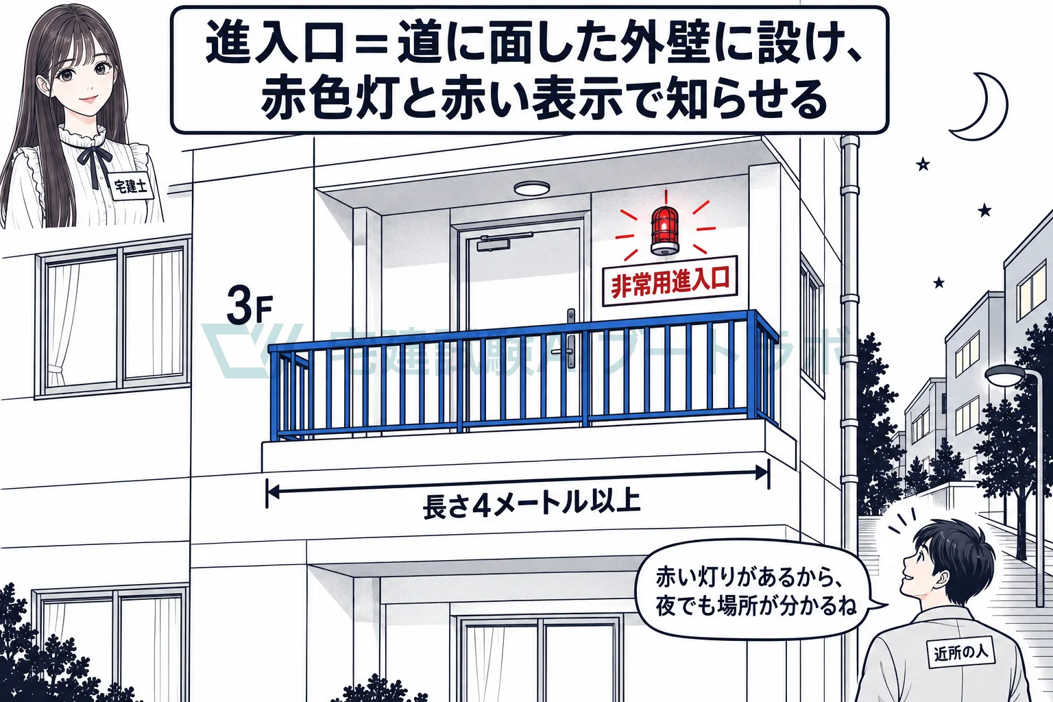道に面した外壁に、赤い灯りと赤い表示で場所を知らせる。