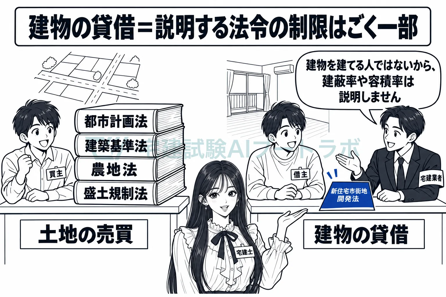 建物を借りるだけの人には、建て方の制限はほとんど説明しない。