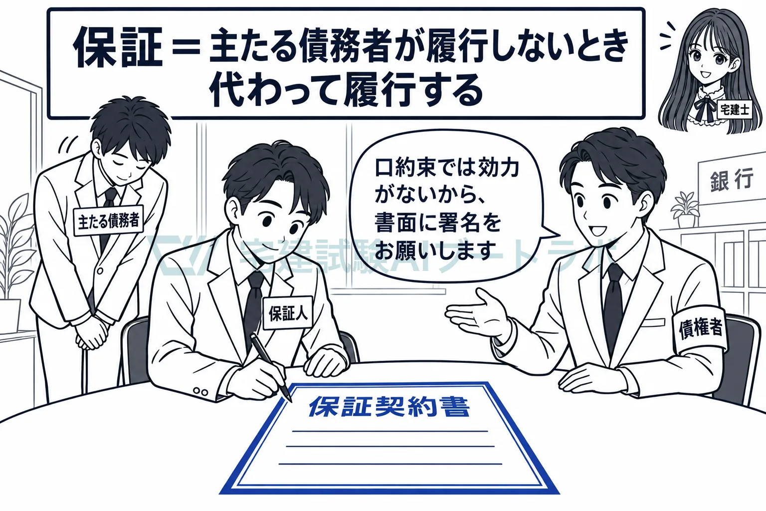 保証契約は、保証人が債権者と書面で結ぶ。