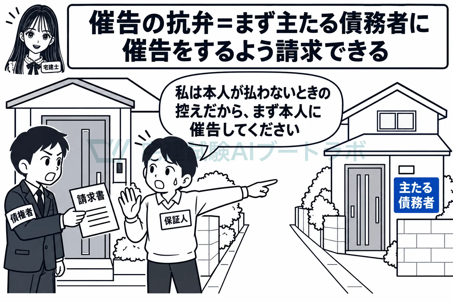 普通の保証人は、まず主たる債務者に請求するよう主張できる。