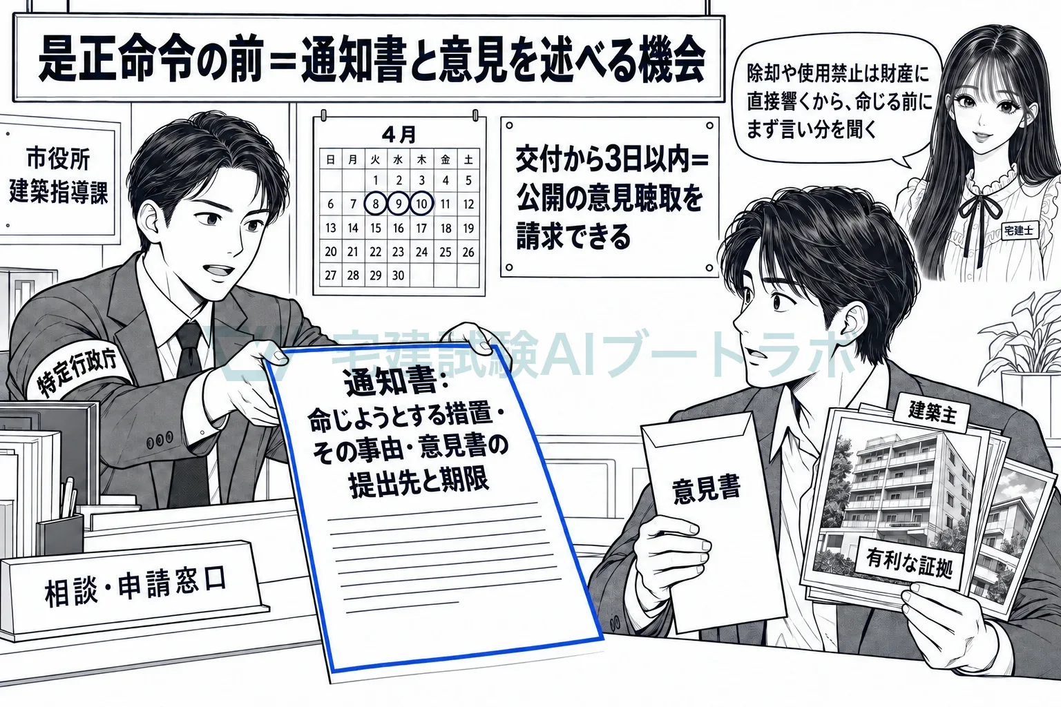 いきなり壊せとは言わず、通知書を渡してまず言い分を聞く。