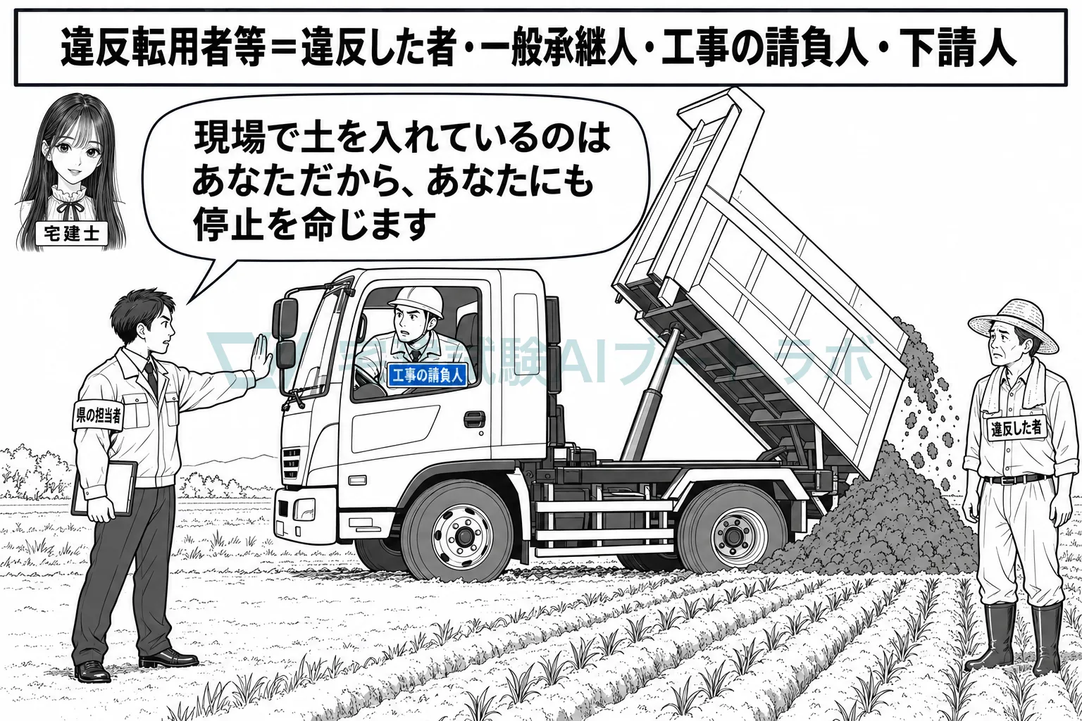 土を入れている工事業者にも、停止を命ずることができる。
