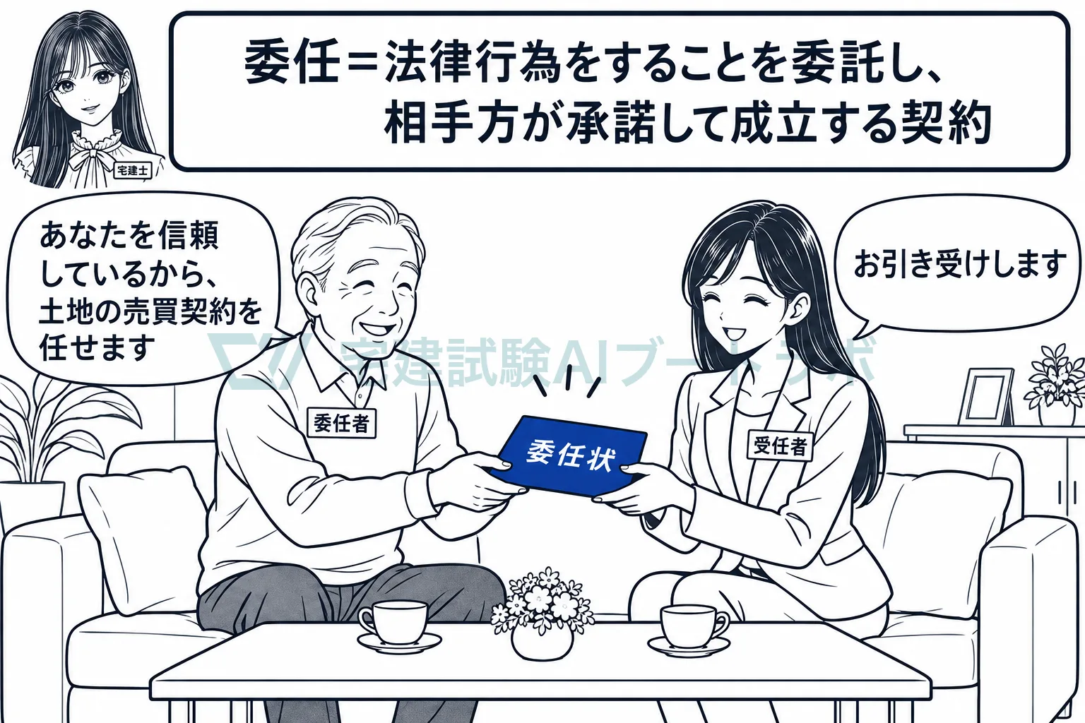 契約を結ぶなどの事務を、信頼できる人に任せるのが委任。