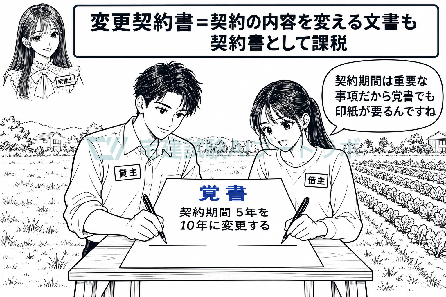 契約期間を延ばす覚書は、題名が覚書でも契約書として課税される。