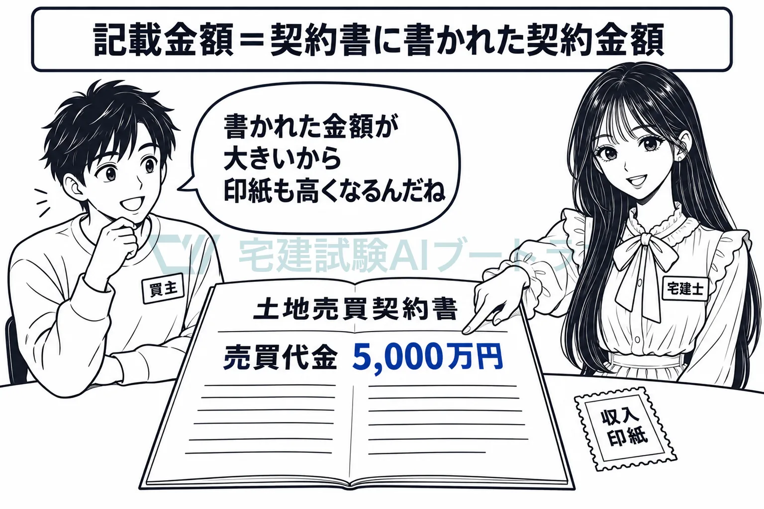 契約書に書かれた契約金額で、貼る印紙の額が決まる。