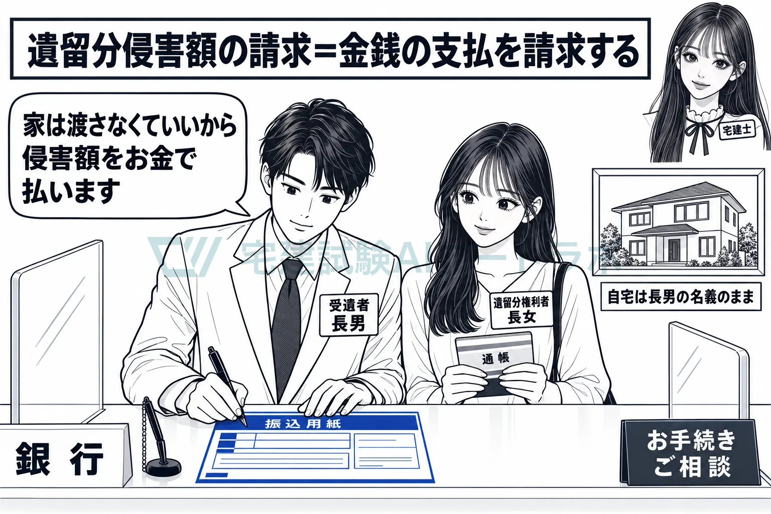 請求できるのは金銭。不動産は遺言どおり受け取った人のものになる。