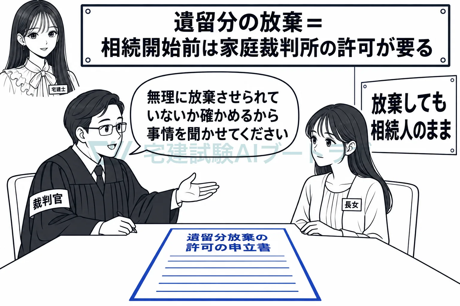 生前の遺留分の放棄は家庭裁判所の許可が要り、放棄しても相続人のまま。