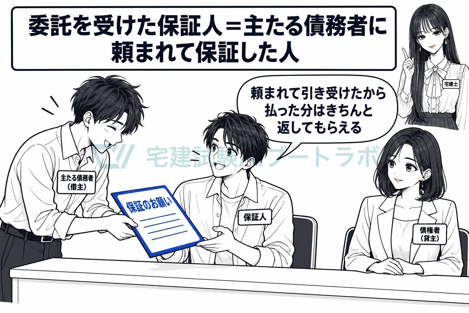 頼まれて保証した人は、求償や情報の面で厚く守られる。