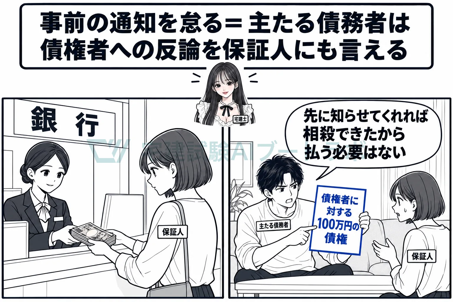 知らせずに払うと、主たる債務者の相殺を持ち出される。