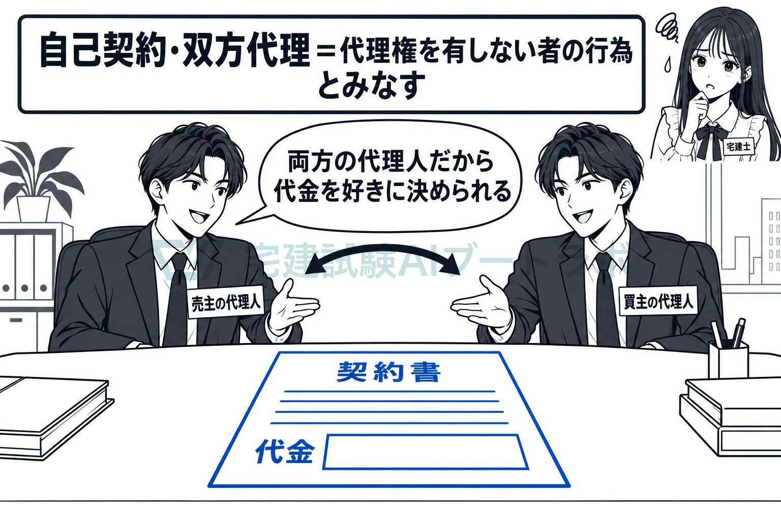 一人で売主側と買主側を兼ねると、本人の利益が害される。