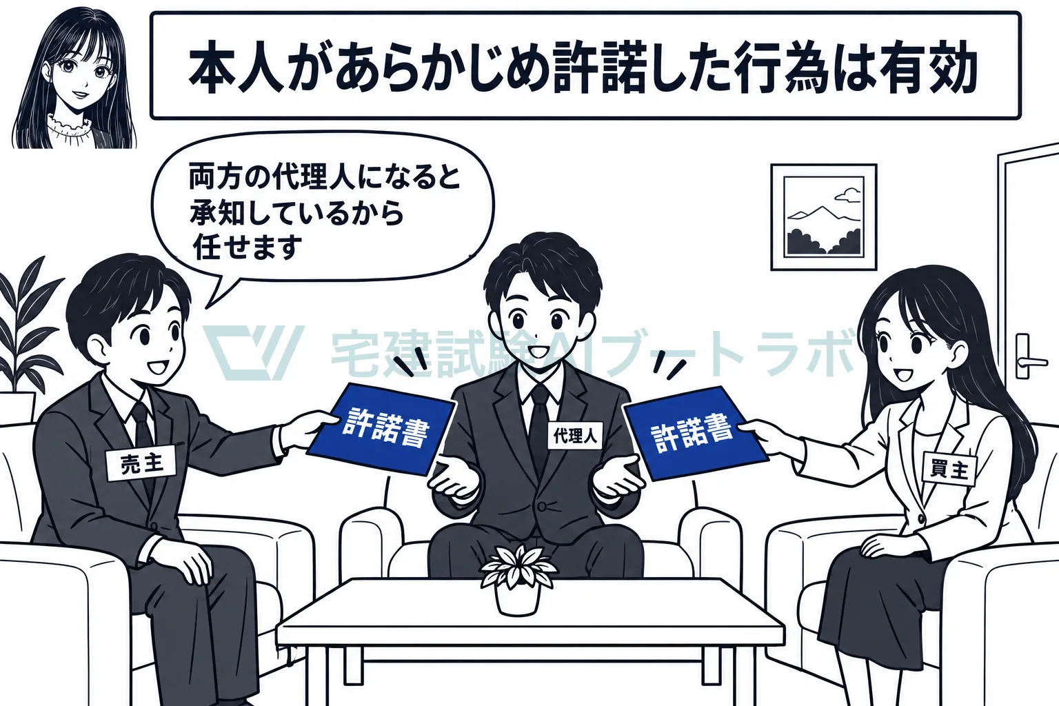 本人があらかじめ許諾していれば、双方代理も有効になる。
