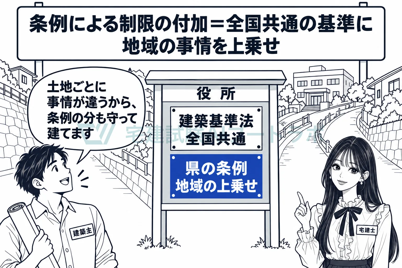 全国共通の基準に、地域の事情に合わせた制限を条例で付け足す。