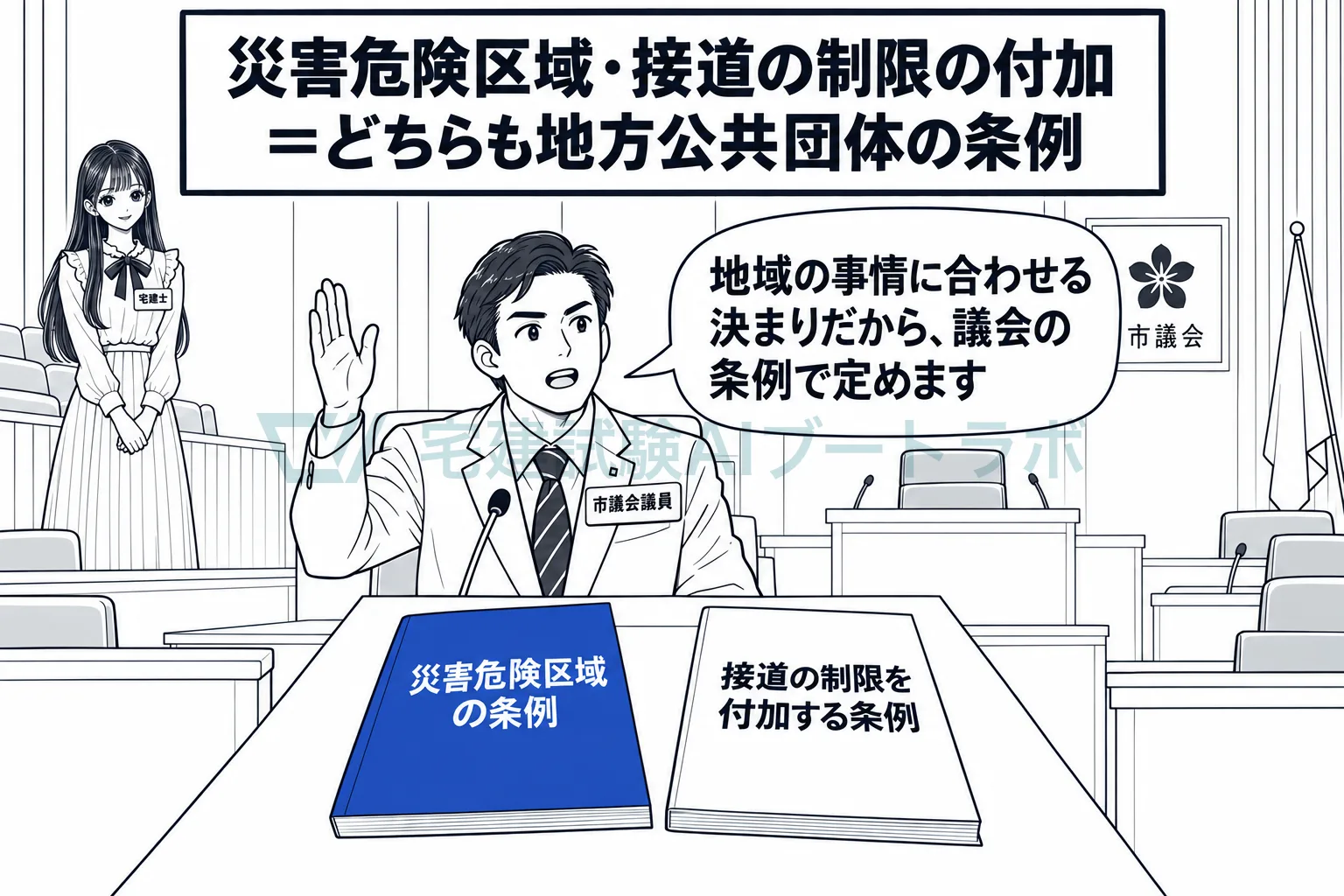 災害危険区域の指定も、接道の上乗せも、条例で定める。