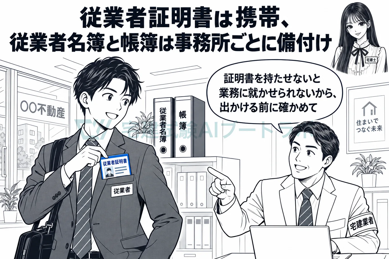 証明書は人に持たせ、名簿と帳簿は事務所ごとに備える。