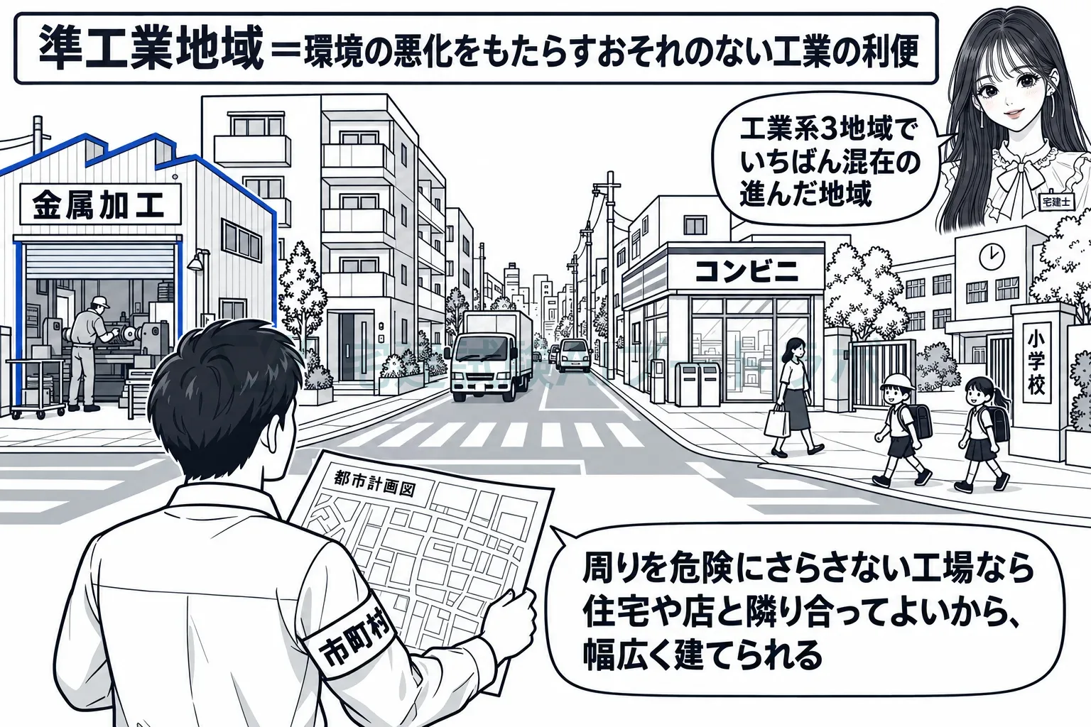 町工場とマンションと店が隣り合う、いちばん混在の進んだ地域。