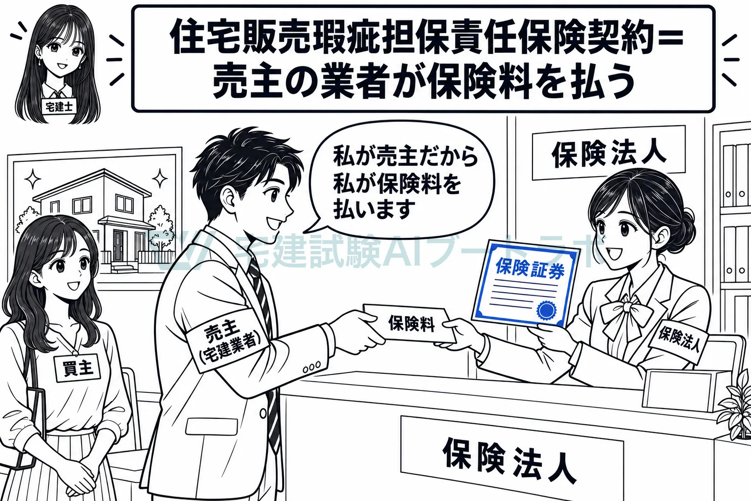 売主の業者が保険料を払い、欠陥の修理費を保険でまかなう。