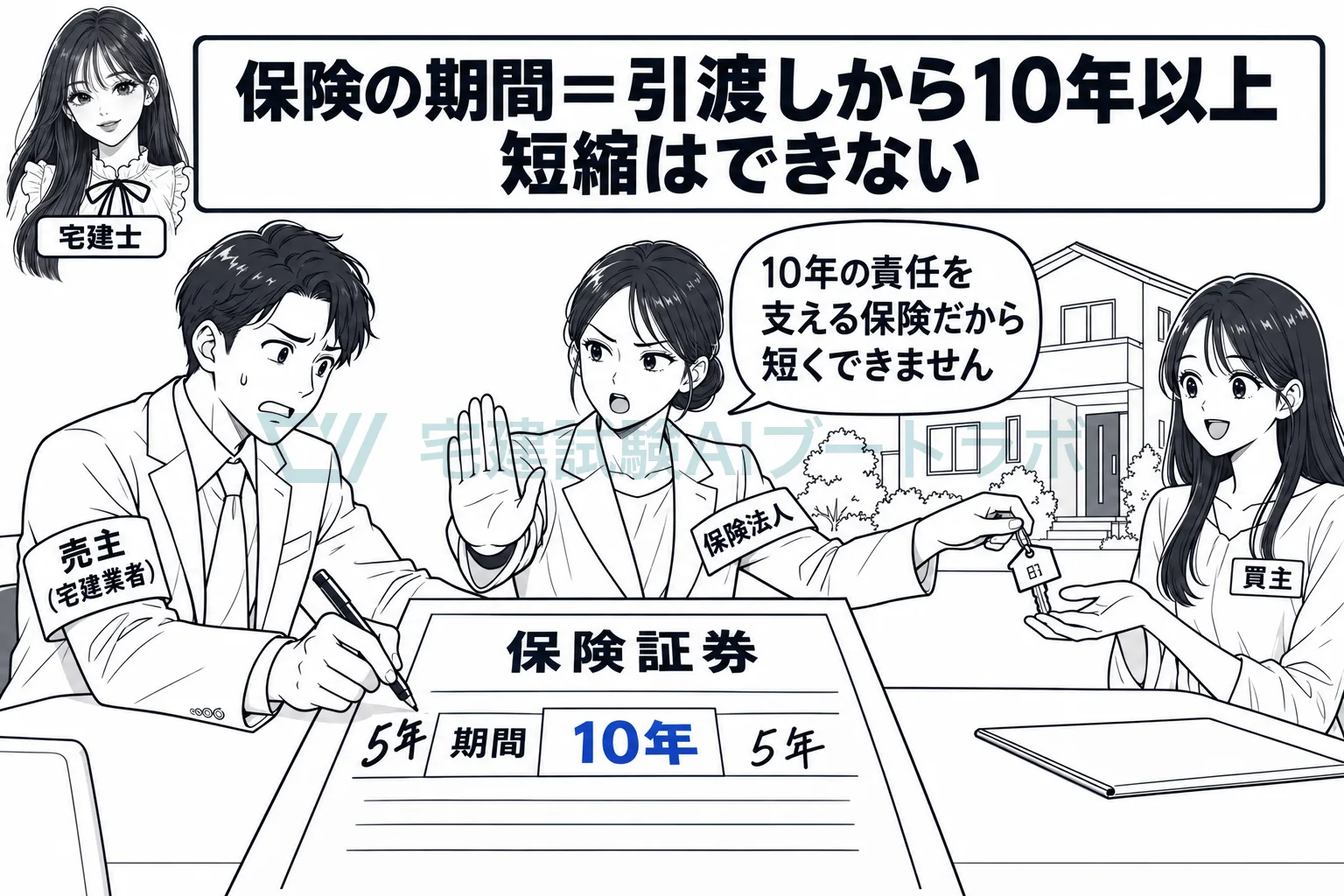 保険は引渡しから10年以上。買主が承諾しても短くできない。