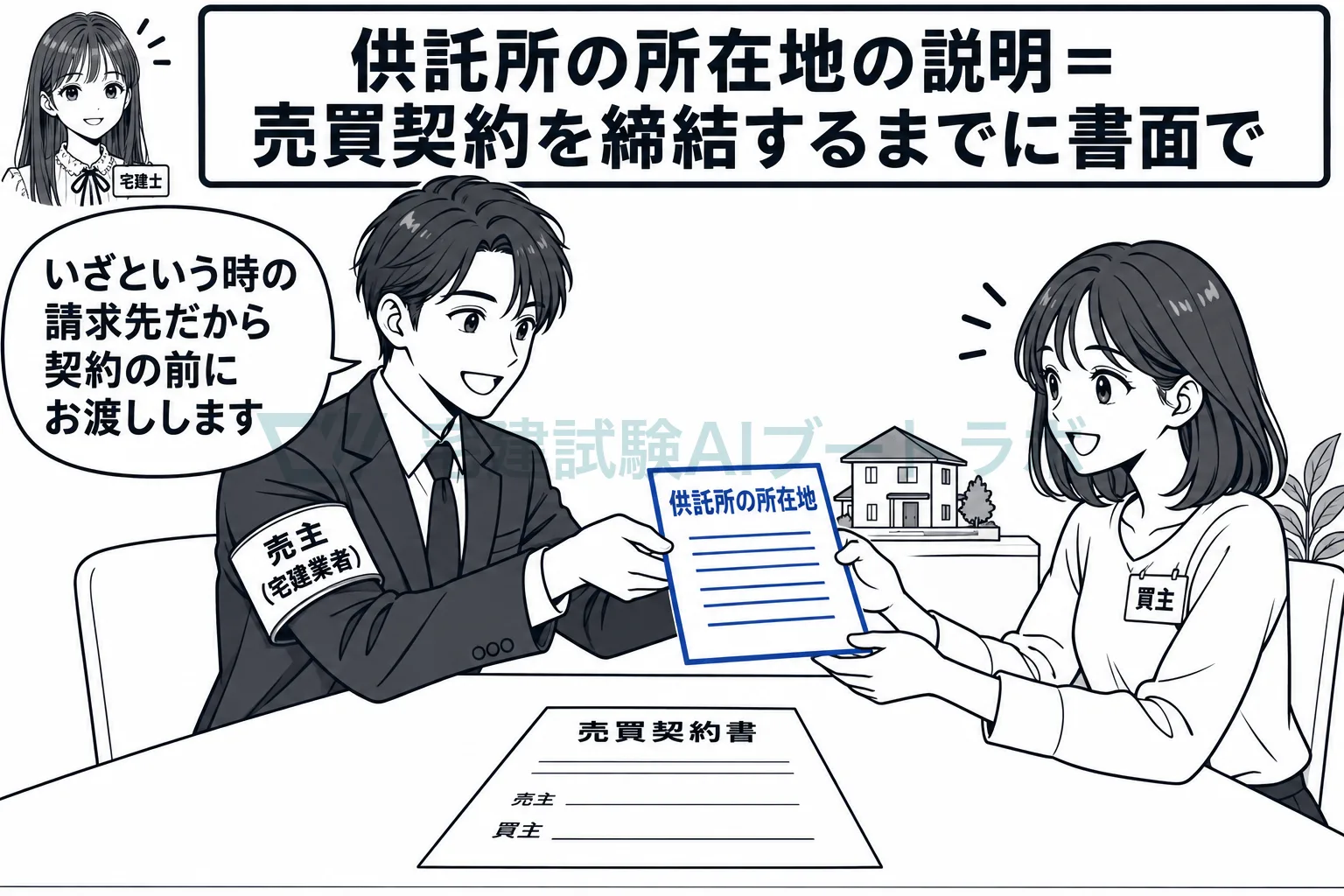 供託所の場所は、契約を結ぶ前に書面を渡して説明する。