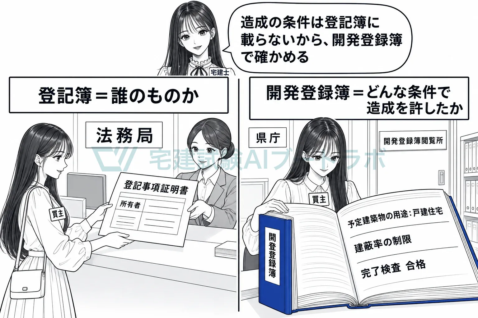 登記簿は誰のものか、開発登録簿はどんな条件で造成を許したか。