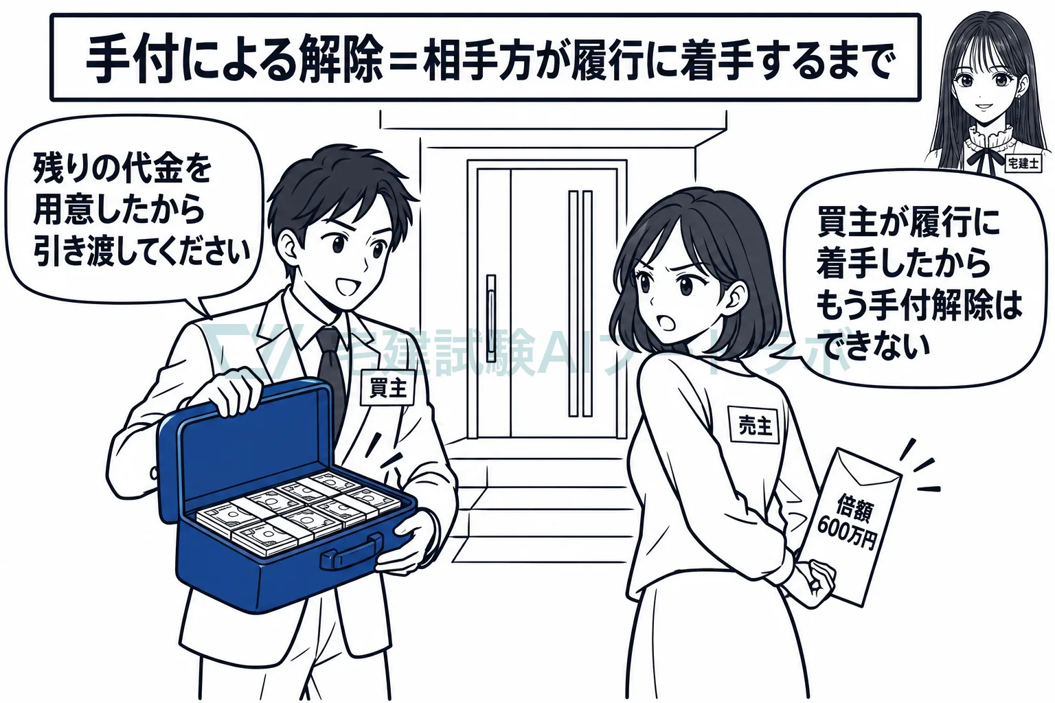 買主が代金を用意して引渡しを求めたら、売主はもう手付解除ができない。