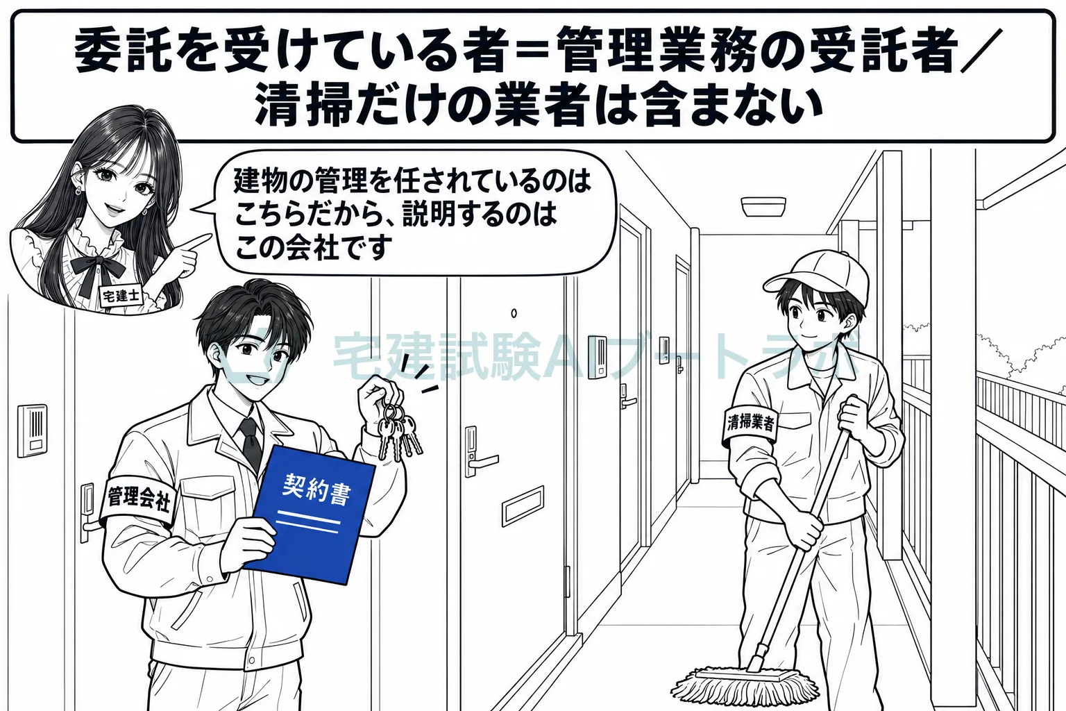 清掃だけを頼まれた業者は、説明する委託先に入らない。