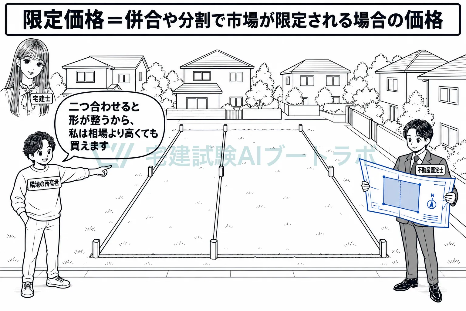 隣の土地を買い足す人だけに成り立つ価格が、限定価格。