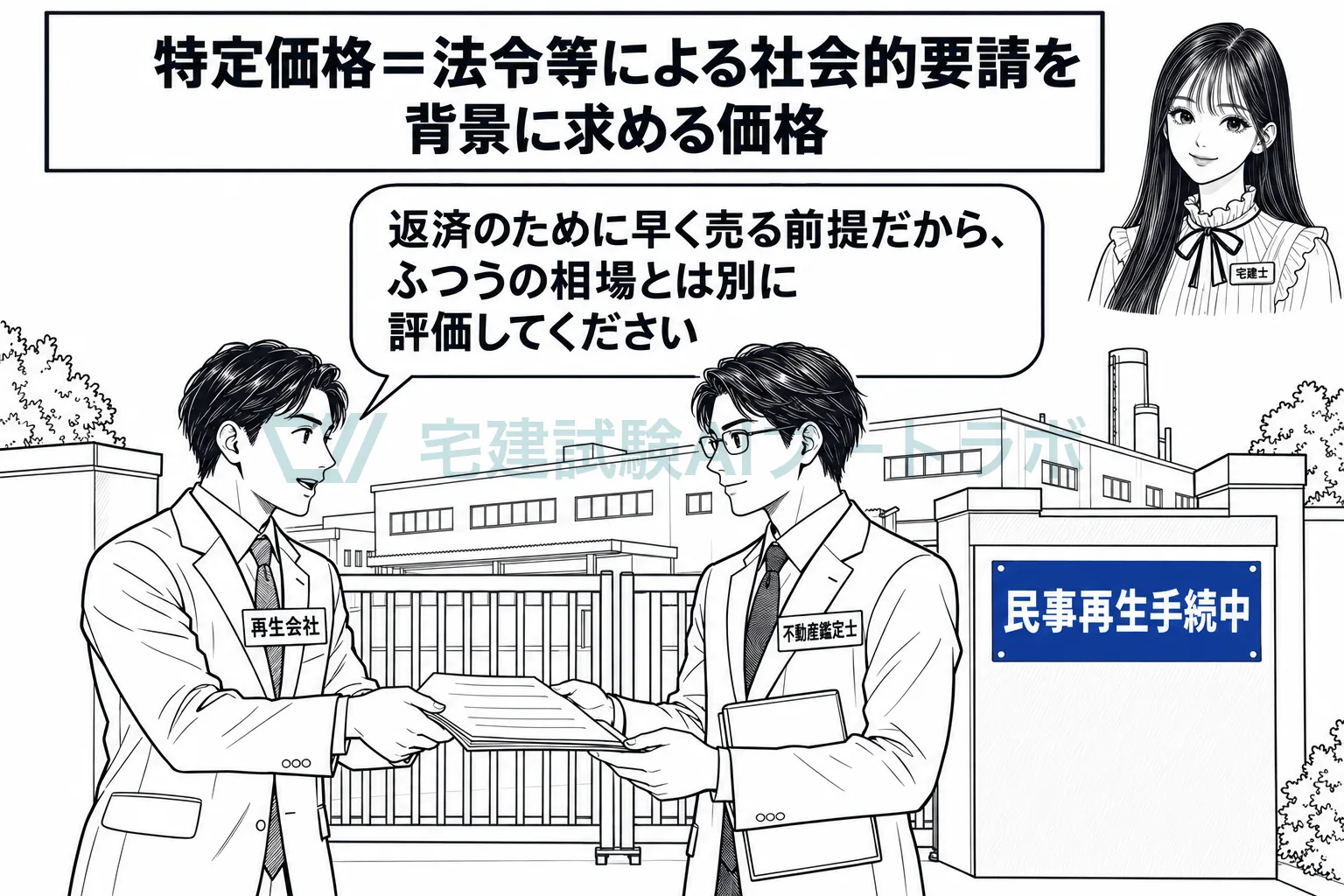 民事再生で早く売る前提の価格は、特定価格。
