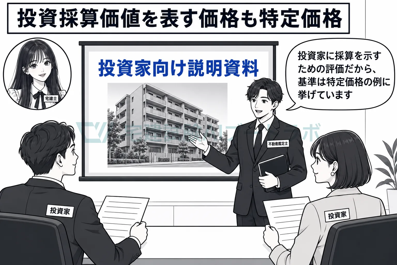 投資家に示す投資採算価値を表す価格も、特定価格の例。