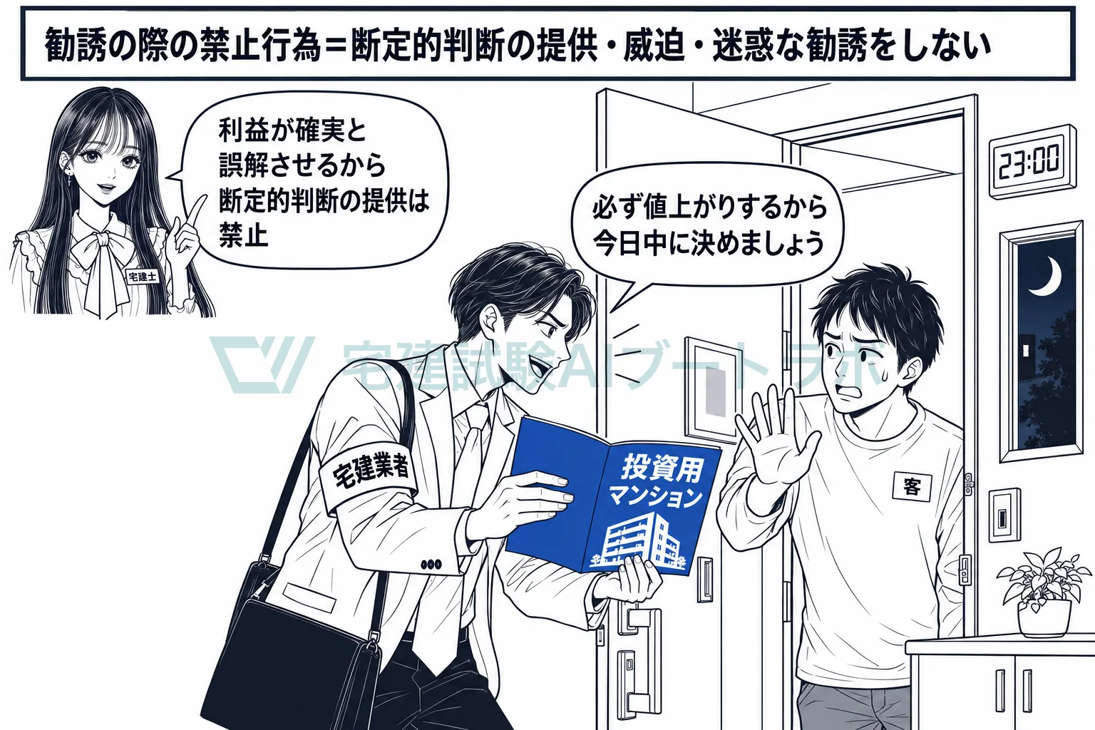 「必ず値上がりする」「今日中に」と迫る勧誘は禁止。