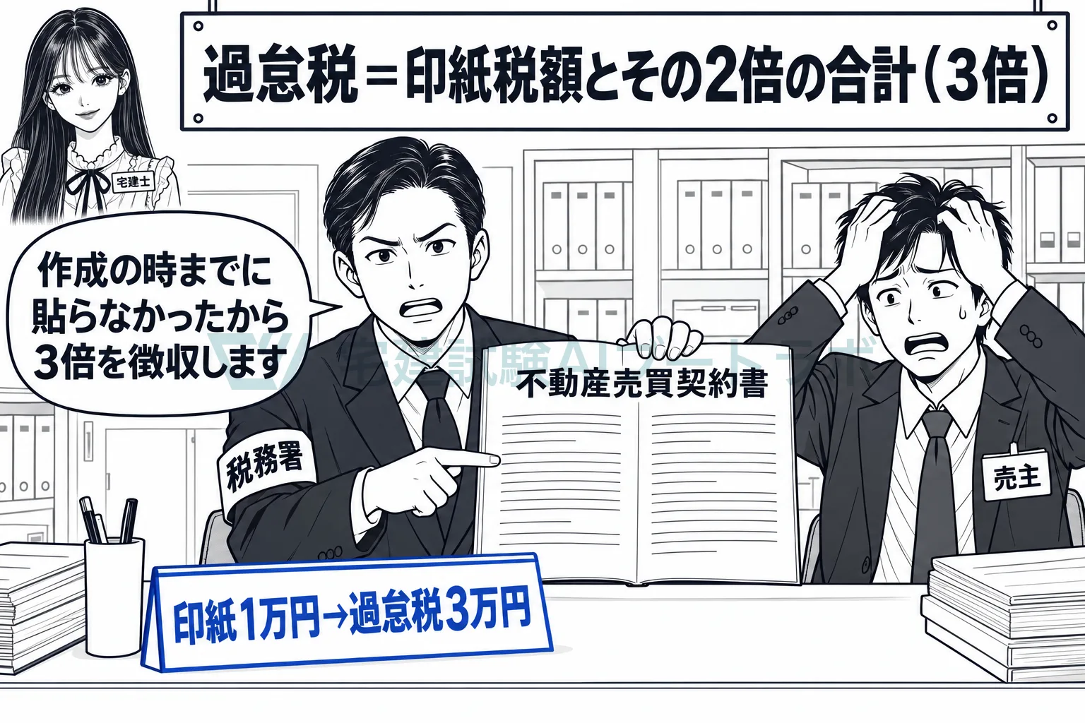 印紙を貼らなかった契約書には、印紙税額の3倍の過怠税。