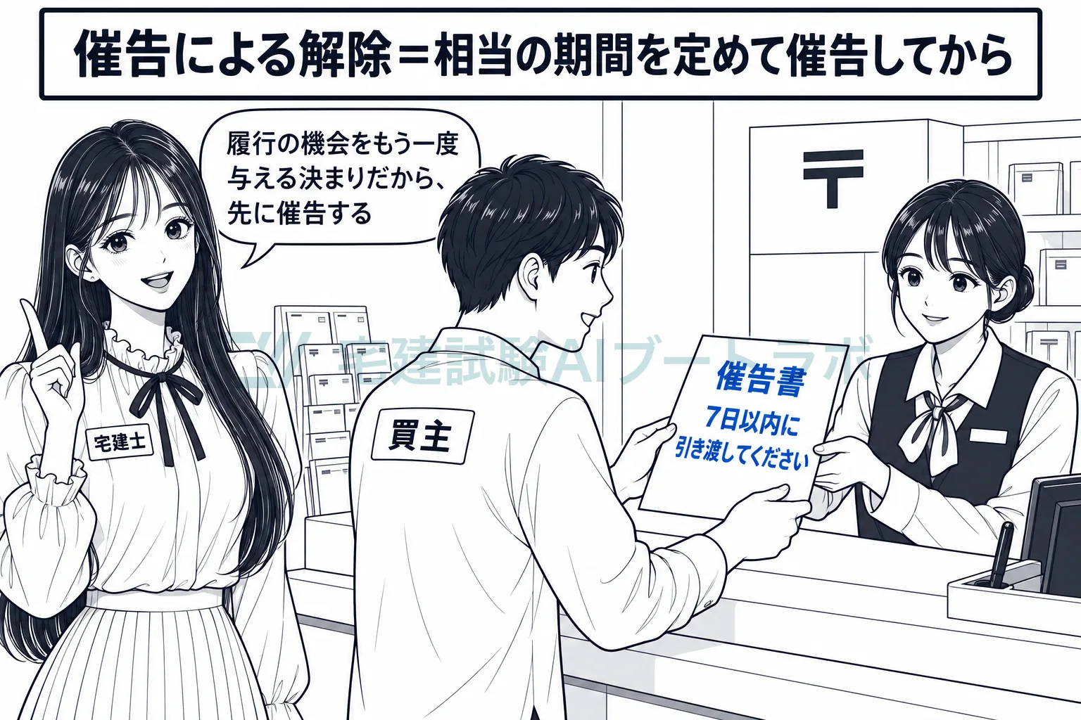 まず相当の期間を定めて催告し、それでも履行がなければ解除できる。