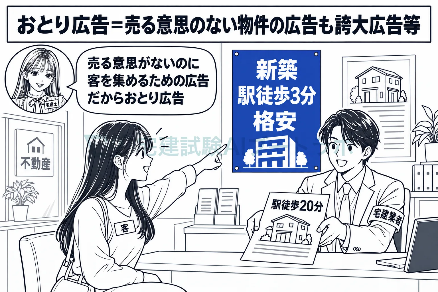 売る意思のない好条件の物件で客を集めるのが、おとり広告。