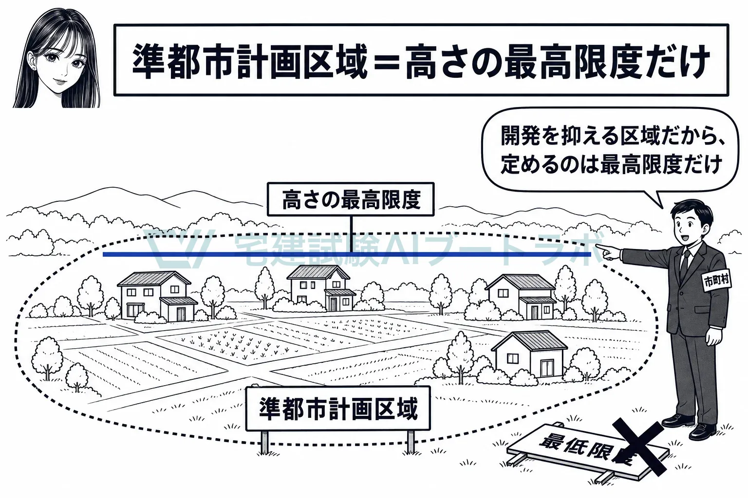準都市計画区域では、高さの最高限度だけを定める。