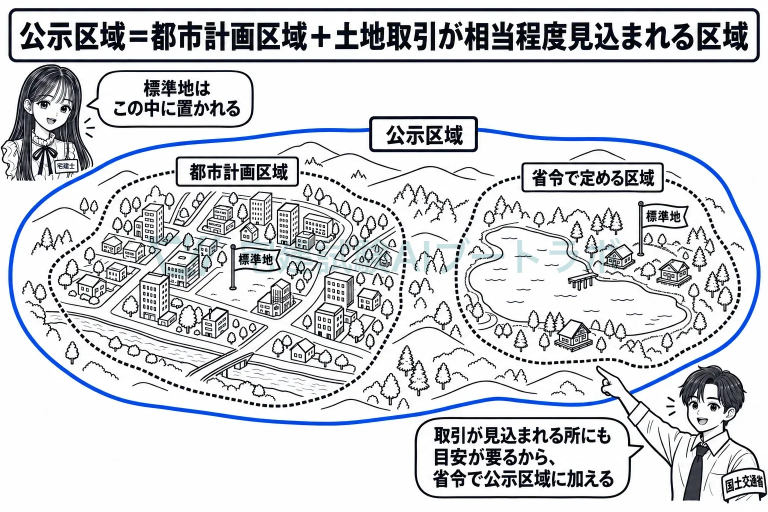 取引が見込まれる所に目安が要るから、都市計画区域の外も公示区域に含める。
