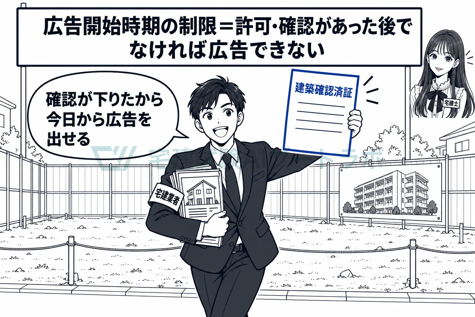 未完成の物件は、建築確認が下りてから広告を出す。