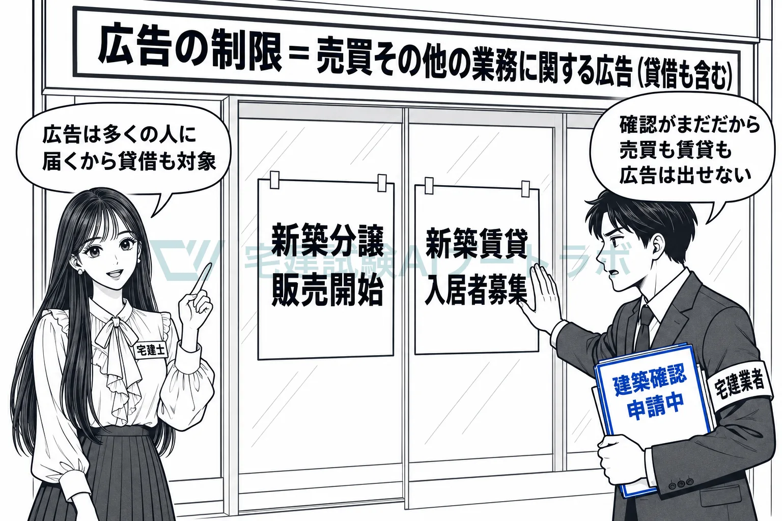 確認の前は、売買の広告も貸借の募集広告も出せない。