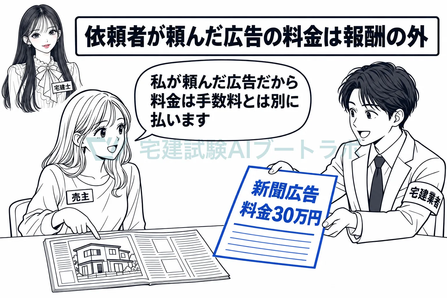 依頼者に頼まれて出した広告の料金は、報酬とは別に受け取れる。