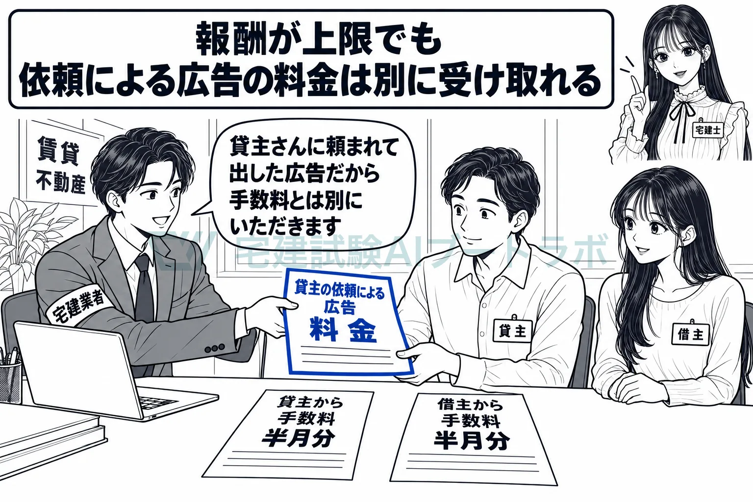 手数料を上限まで受け取っていても、依頼された広告の料金は別。