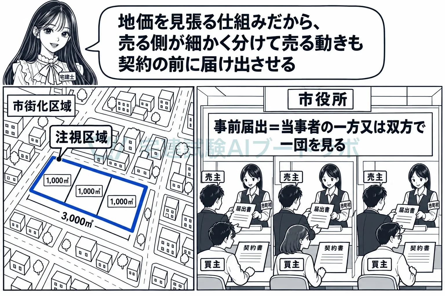 事前届出では、売主側のまとまりも届出の対象。