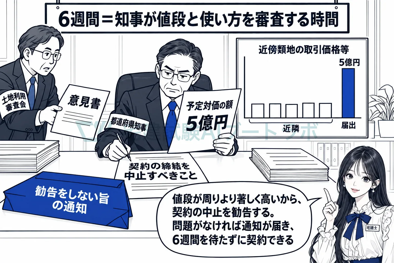 6週間は知事の審査の時間。勧告か通知が来れば待たなくてよい。